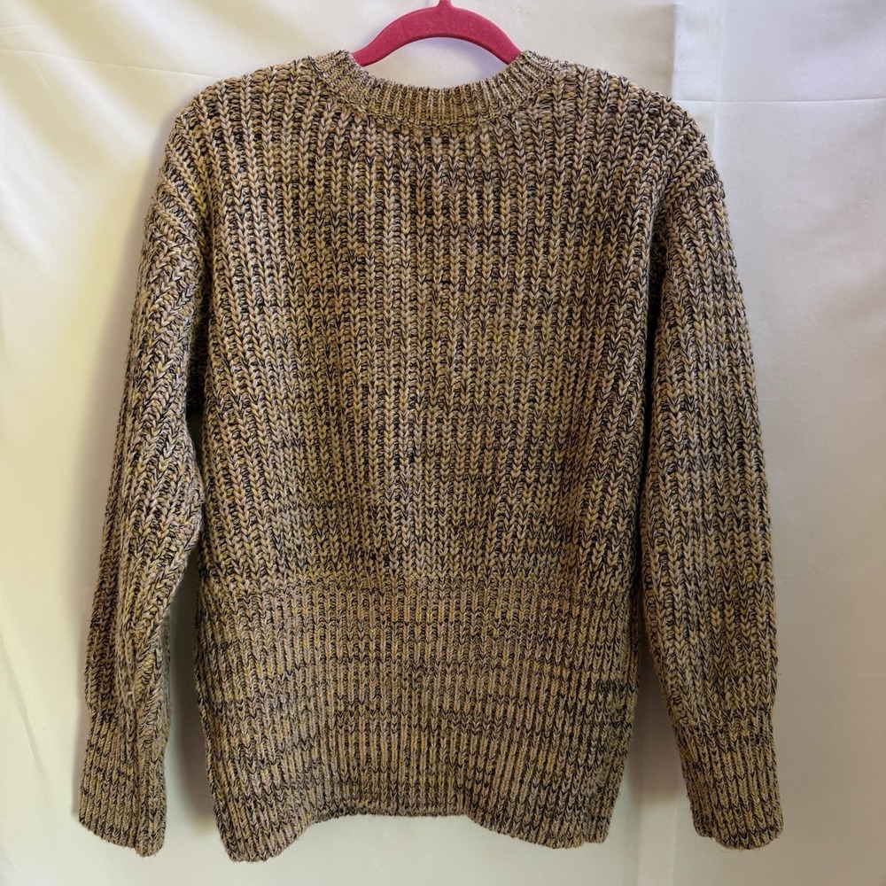 Anthropologie Pilcro Marled Chunky V-Neck Wool Blend Knit Sweater Size L Brown - Picture 4 of 11
